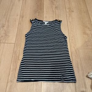 Banana Republic Striped Black White Tank Top XS Gold Buttons